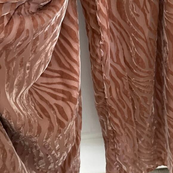 Pretty Little Thing Mocha Burnout Zebra Devore Cup Wide Leg Jumpsuit Sz 22 NEW - Picture 10 of 15